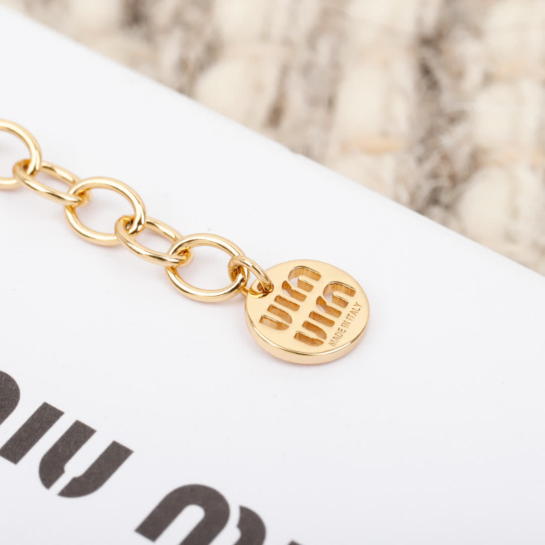 Miu Miu Gold Tone 'M' Logo Bracelet